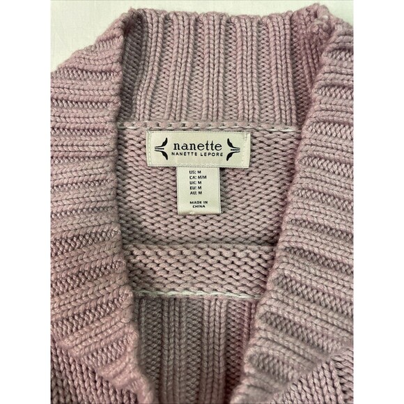 Nanette Lepore Cable Knit Sweater Womens Medium Wool Cashmere Mock Neck Pullover - Picture 5 of 9